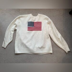 Hollister White Sweater with American Flag